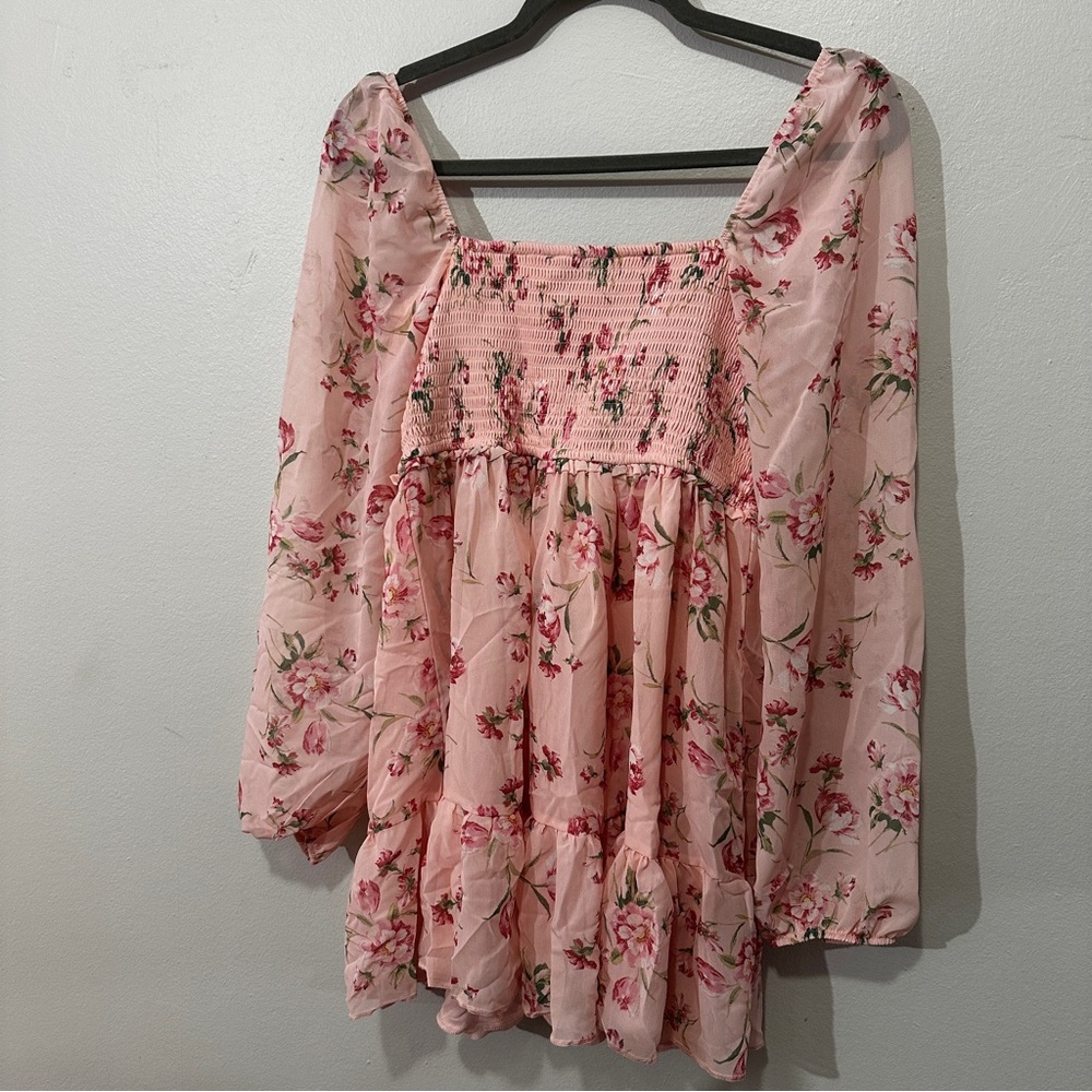 Floral Printed Smocked Ruched Mini Dress - Picture 7 of 10
